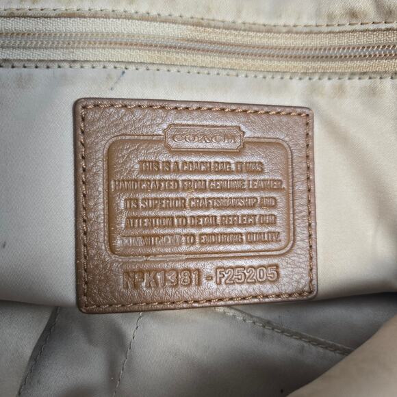 Coach Pebbled Leather Tote Purse Tan/Caramel Brown Gold Hardware F25205 - Picture 10 of 14